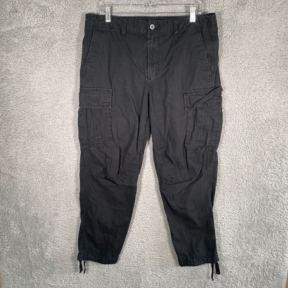 PacSun Pants Mens 34x28 Straight Black Canvas Ankle Cinch Cotton